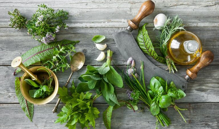 herbs on kitchen counter