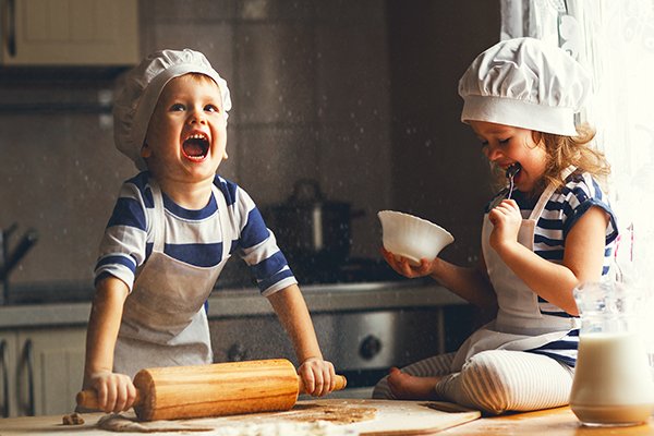 kids cooking in kitchen