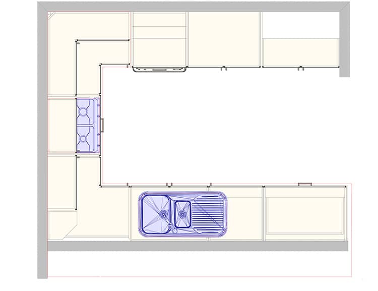 u-shape kitchen layout