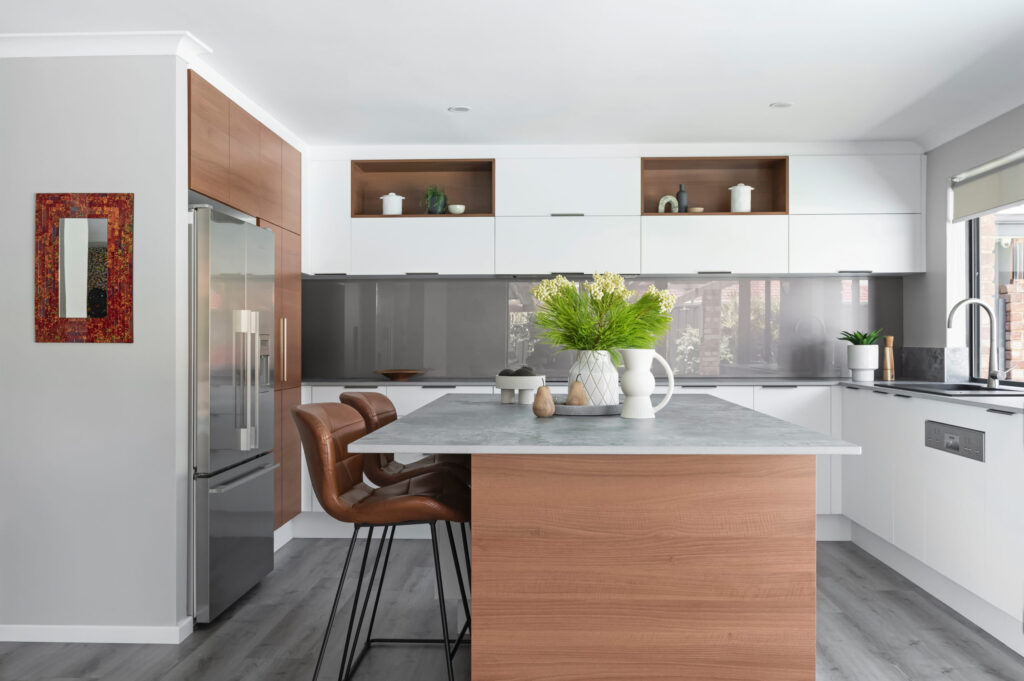 wood and white kitchen