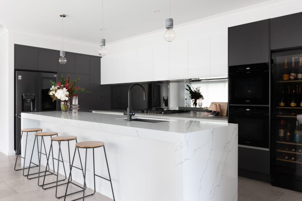 Kitchen Craftsmen Client Renovation Project Black and White Kitchen