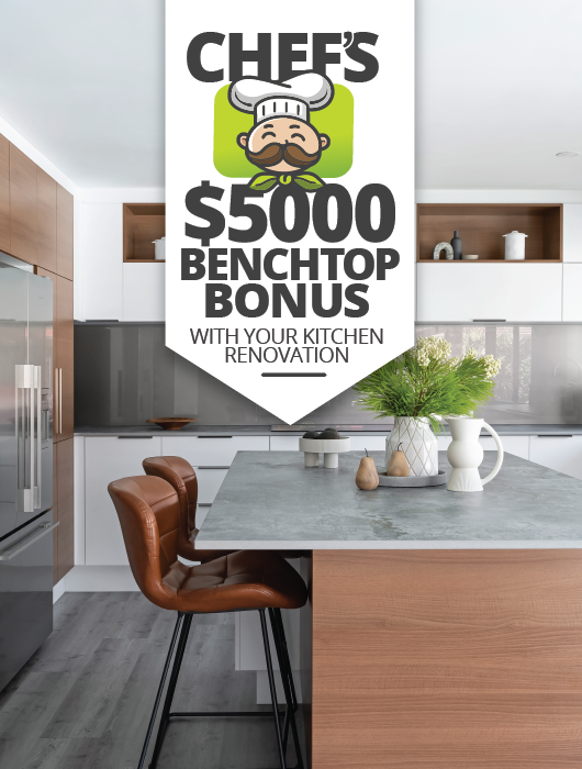 A cartoon chef smiles above bold wording: Chef's $5,000 Benctop Bonus