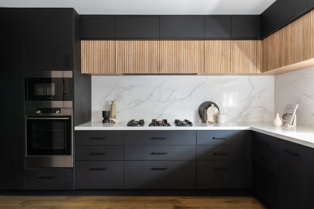 Modern black and timber look Kitchen perth