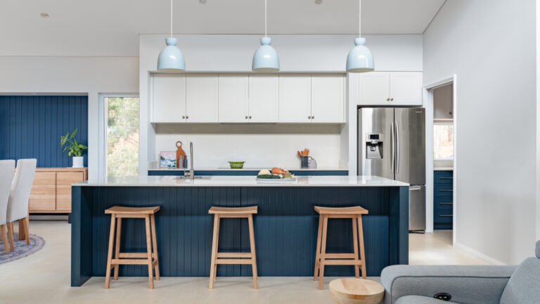 Navy and white renovation