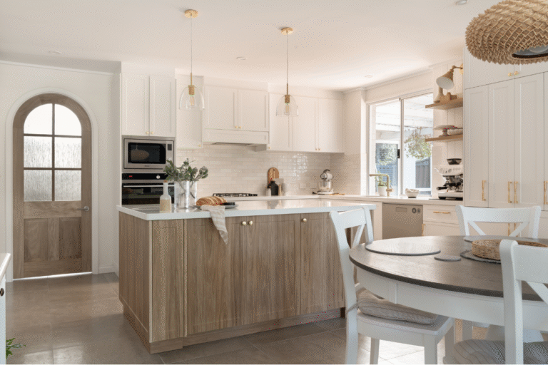 Plan a kitchen you'll love for years. White and timer cabinets