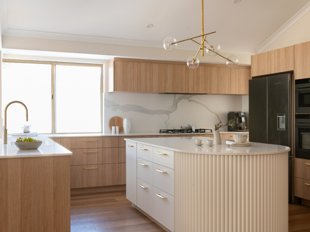 How Curves And Round Edges Are Redefining Kitchen Style 1 Kitchen Craftsmen timber and white kitchen curves and round edges