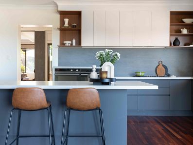 Blue White Timber Kitchen from Kitchen Craftsmen