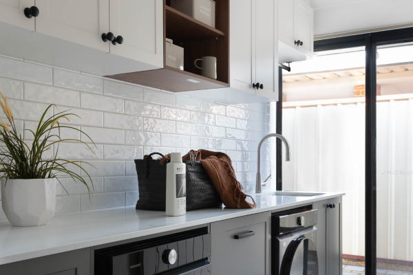 glossy tiles in laundry